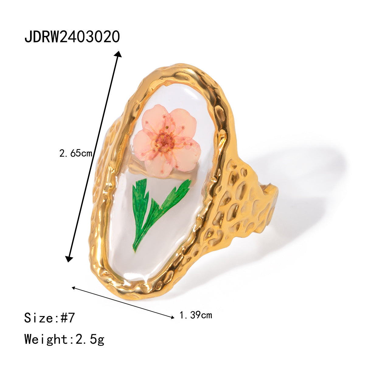 Wholesale Stainless Steel Ring Gold Sunflower Eternal Flower jewelry